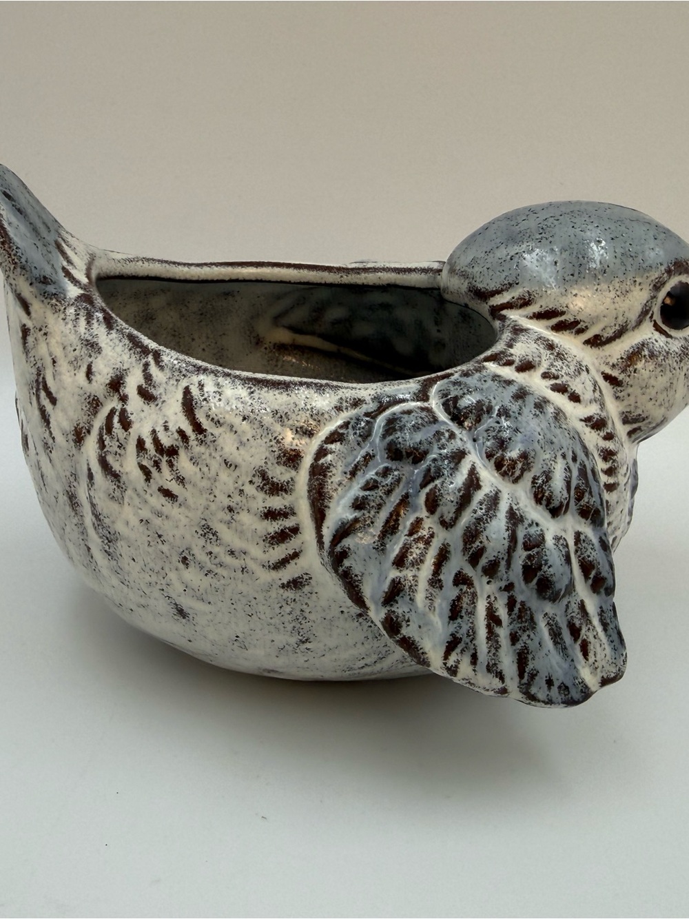 Vintage Baby Blue Bird Ceramic Planter Japan - Picture 4 of 12